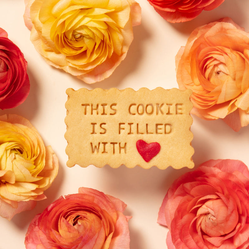 Filled With Love shortbread cookie for Valentine's day, thank you gift, thinking of you, and anniversary gift.