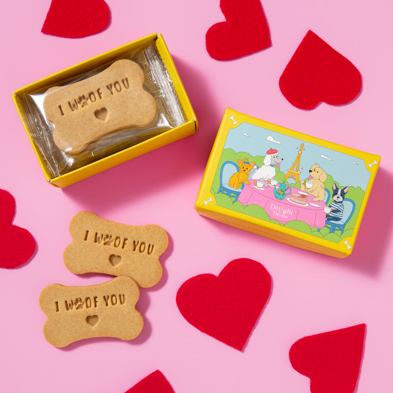 I WOOF YOU dog biscuit gift box - 6 human-grade treats stamped with love message for dog lovers
