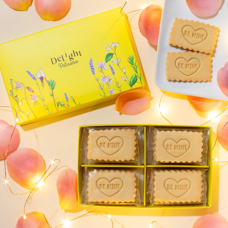 Be Mine Valentine shortbread cookies in floral gift box - 16 handcrafted butter cookies for Valentine's day and anniversary