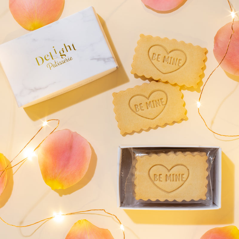 Be Mine mini Valentine shortbread cookies in marble gift box - 6 handcrafted butter cookies with romantic message for Valentine's day and anniversary