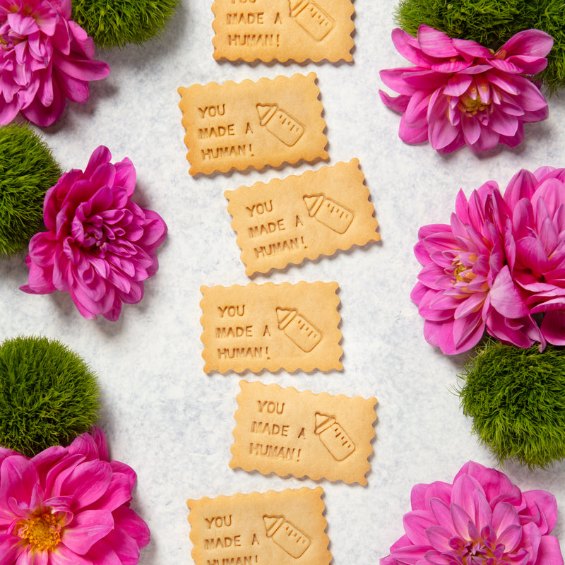 New Mom shortbread cookie gift box in floral packaging - congratulations gift for new mothers