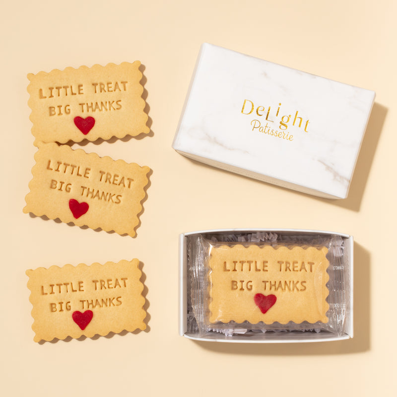 Little Treat Big Thanks message shortbread cookies in gift box - mini thank you gift
