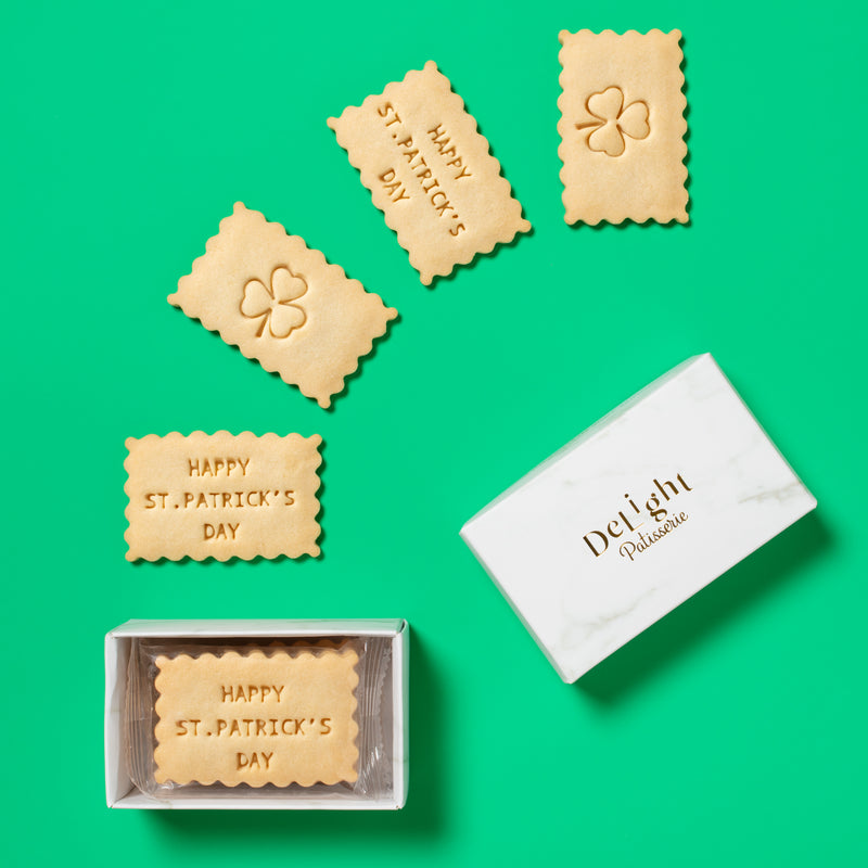 St. Patrick's Day Shortbread Mini Box - shamrock shortbread cookies for St. Patrick's Day gifts