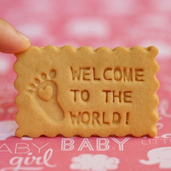 Welcome Baby shortbread cookie gift - newborn celebration gift